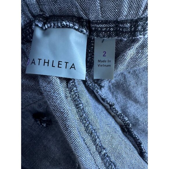 Athleta Linen Gray drawstring Straight wide leg beach pants size 2 - Picture 6 of 7
